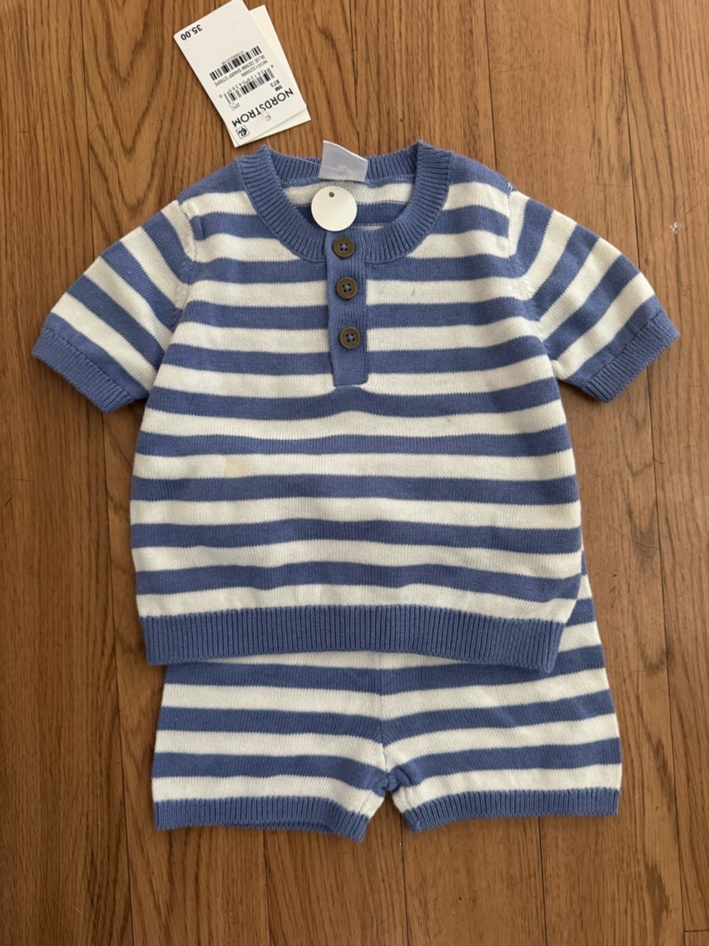 Nordstrom Striped Knit Two-Piece Set in Blue & White